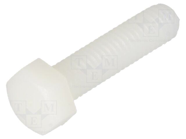 Schroef; M5x20; 0,8; Kop: zeskant; polyamide; DIN 933 Schroef; M5x20; 0,8; Kop: zeskant; polyamide; DIN 933